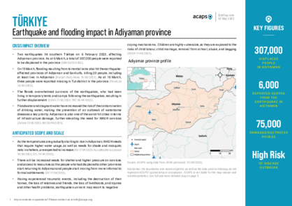 Türkiye: Earthquake and flooding impact in Adiyaman province