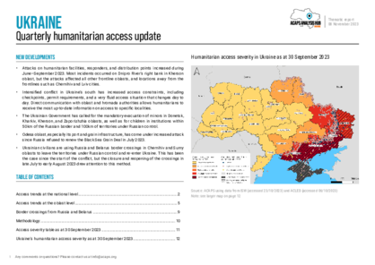 Ukraine: quarterly humanitarian access update