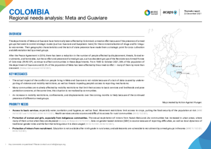 Colombia: Regional needs analysis - Meta & Guaviare