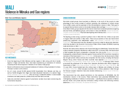 Mali: Violence in Ménaka and Gao regions