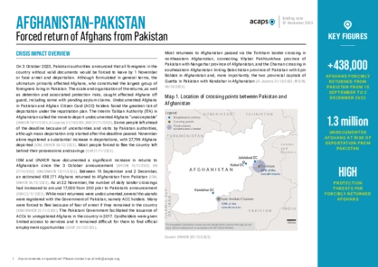 Afghanistan-Pakistan: forced return of Afghans from Pakistan