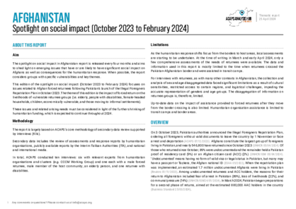 Afghanistan: spotlight on social impact - October 2023 to February 2024