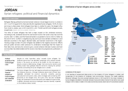 Jordan: Syrian refugees - political and financial dynamics