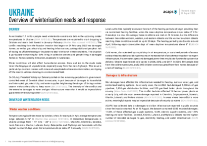 Ukraine: Winterisation needs and response