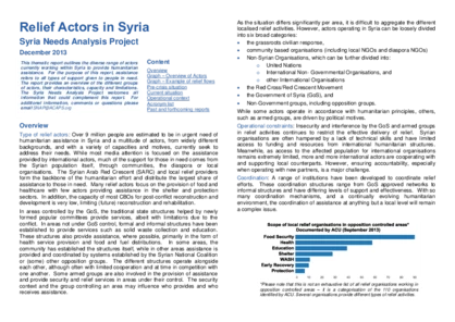 Syria Needs Analysis Project: Relief Actors in Syria