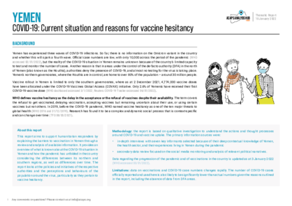 Yemen: The current COVID-19 situation and vaccine hesitancy