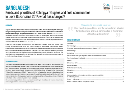 Needs of Rohingya refugees and host communities in Cox's Bazar since 2017
