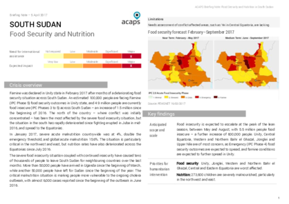 South Sudan: Food Security and Nutrition