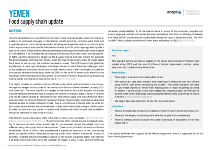 Yemen: food supply chain update