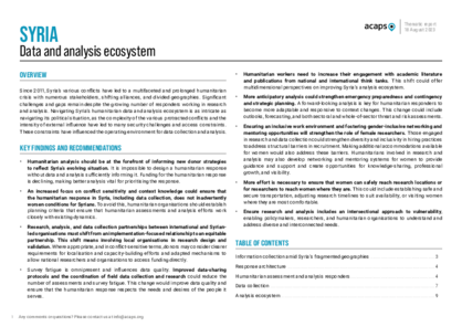 Syria: data and analysis ecosystem