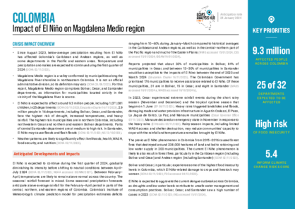 Colombia: impact of El Niño on Magdalena Medio region