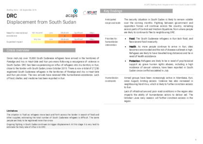 DRC: Displacement from South Sudan