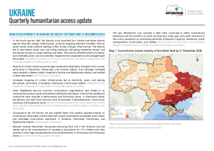 Ukraine: Quarterly humanitarian access update (Q4 2024)