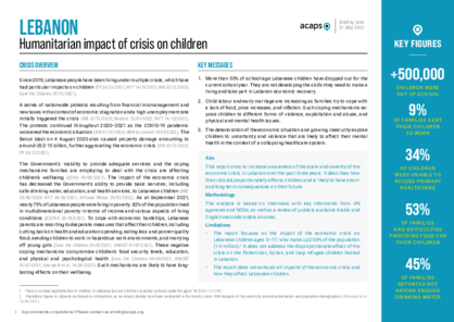 Lebanon: Impact of crisis on children 