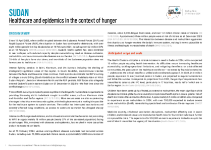 Sudan: healthcare and epidemics in the context of hunger
