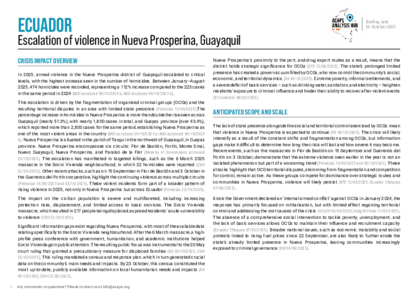 Ecuador: escalation of violence in Nueva Prosperina, Guayaquil Ecuador: escalation of violence in Nueva Prosperina, Guayaquil