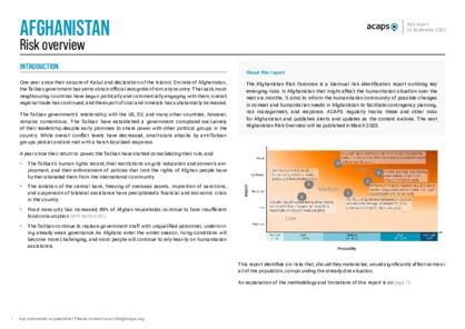 Afghanistan: Risk overview