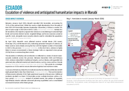 Ecuador: escalation of violence and anticipated humanitarian impacts in Manabí