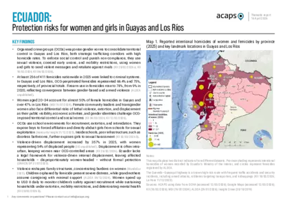 Ecuador: protection risks for women and girls in Guayas and Los Ríos