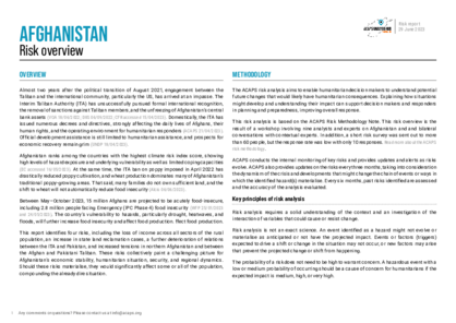 Afghanistan: Risk overview