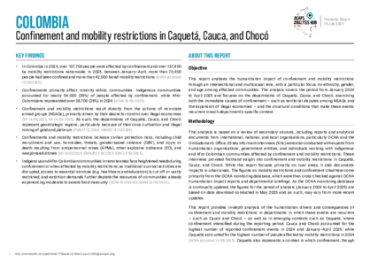 Colombia: confinement and mobility restrictions in Caquetá, Cauca, and Chocó
