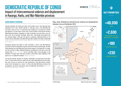 DRC: impact of intercommunal violence and displacement