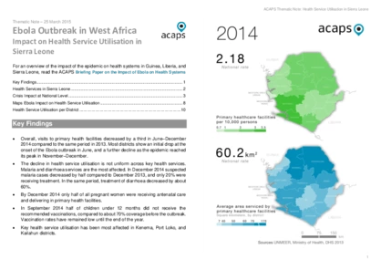 Ebola Outbreak in West Africa: Impact on Health Service Utilisation in Sierra Leone