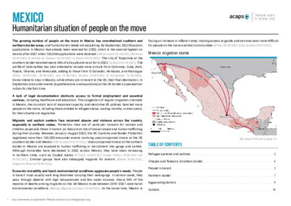 Mexico: humanitarian situation of people on the move