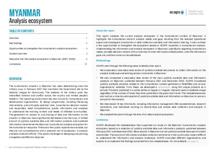 Myanmar: analysis ecosystem