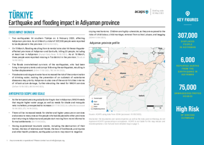 TÜRKIYE: Earthquake and flooding impact in Adiyaman province
