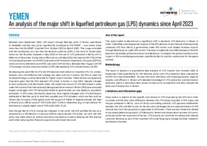 Yemen: the major shift in liquefied petroleum gas (LPG) dynamics since April 2023