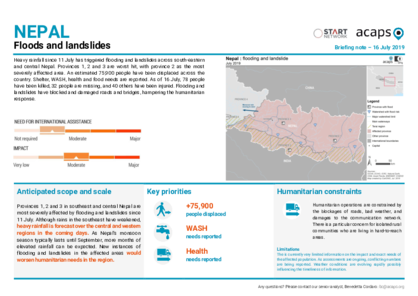 Nepal: Floods and landslides