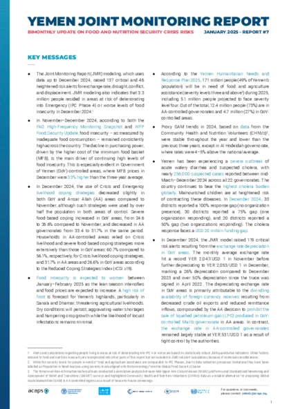 Yemen: bimonthly update on food and nutrition security crisis risks issue 7