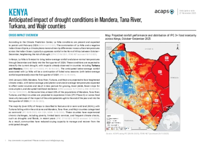 Kenya: Anticipated impact of drought conditions