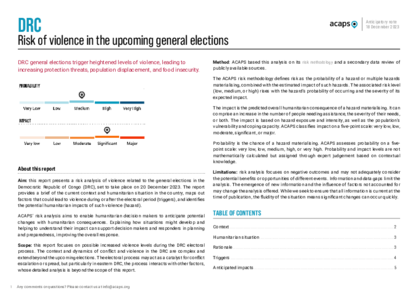 DRC: risk of violence in the upcoming general elections
