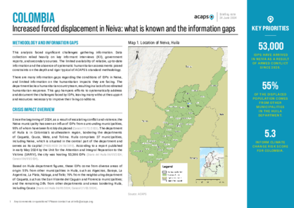 Colombia: increased forced displacement in Neiva
