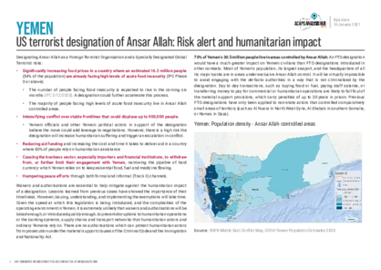 Yemen Risk Alert: US terrorist designation of Ansar Allah