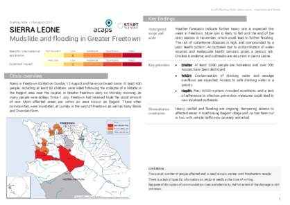 Sierra Leone: Mudslides and floods