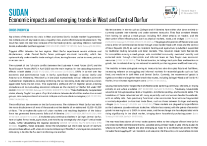 Sudan: economic impacts and emerging trends in West and Central Darfur