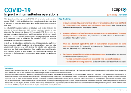 COVID-19 Impact on humanitarian operations