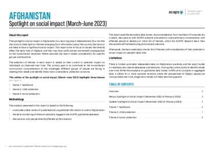 Afghanistan: Spotlight on social impact (March–June 2023) 