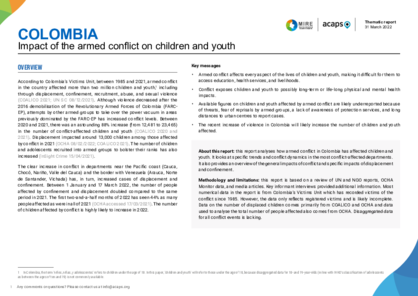 Colombia: Impact of the armed conflict on children and youth