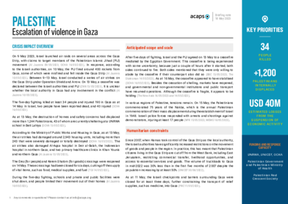 Palestine: escalation of violence in Gaza