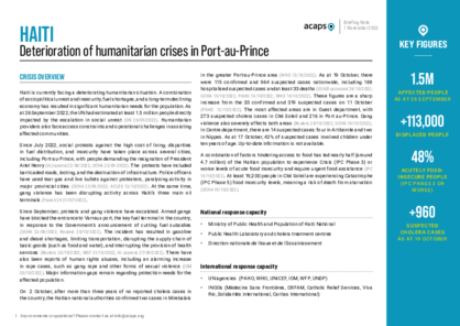 Haiti: deterioration of crises in Port-au-prince