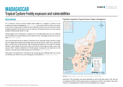 Madagascar: Tropical Cyclone Freddy exposure and vulnerabilities