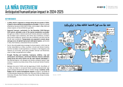 La Niña overview: anticipated humanitarian impact in 2024–2025