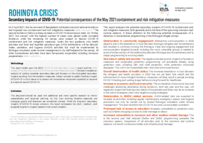 Rohingya crisis: Secondary Impacts of COVID-19