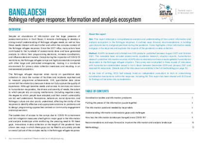 Information and analysis ecosystem in the Rohingya refugee response