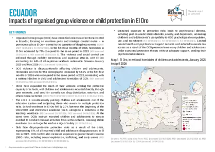 Ecuador: Impacts of organised group violence on child protection in El Oro