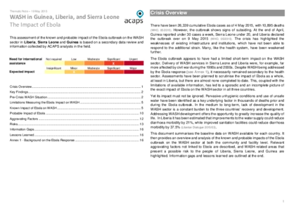 WASH in Guinea, Liberia, and Sierra Leone: The Impact of Ebola